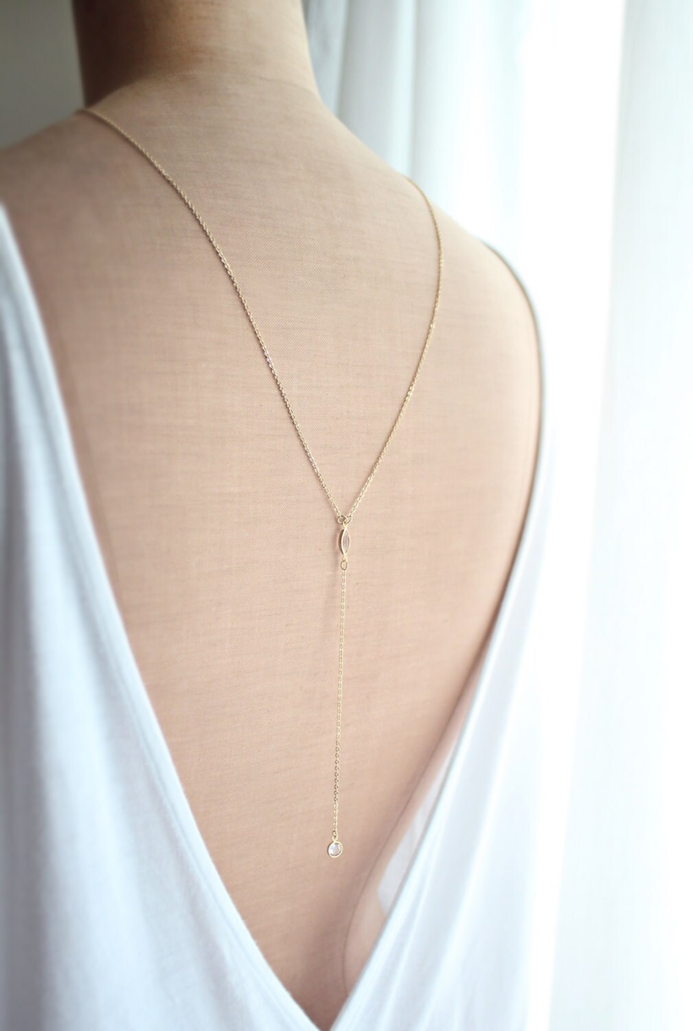 dia Back Necklace Back Chain Y necklace Bridal Back Drop