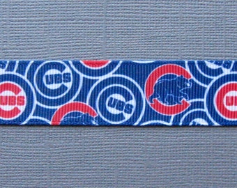 Sale! CHICAGO CUBS Logo Collage on 7/8" Grosgrain Ribbon - 3 Yards