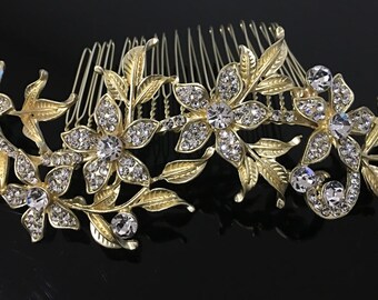 beautiful elegant wedding bridal flower hair comb crystal bridal hair accessory