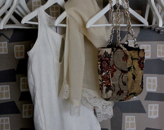 Raw Silk Autumn Foulard, Classy Echarpe, Vintage Lace Shawl