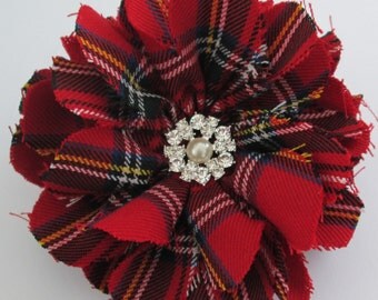 Scottish Tartan Brooch, Plaid, Scottish Brooch, Red Tartan Corsage, Royal Stewart Brooch, Wedding Corsage, Ceilidhs, Burns Supper