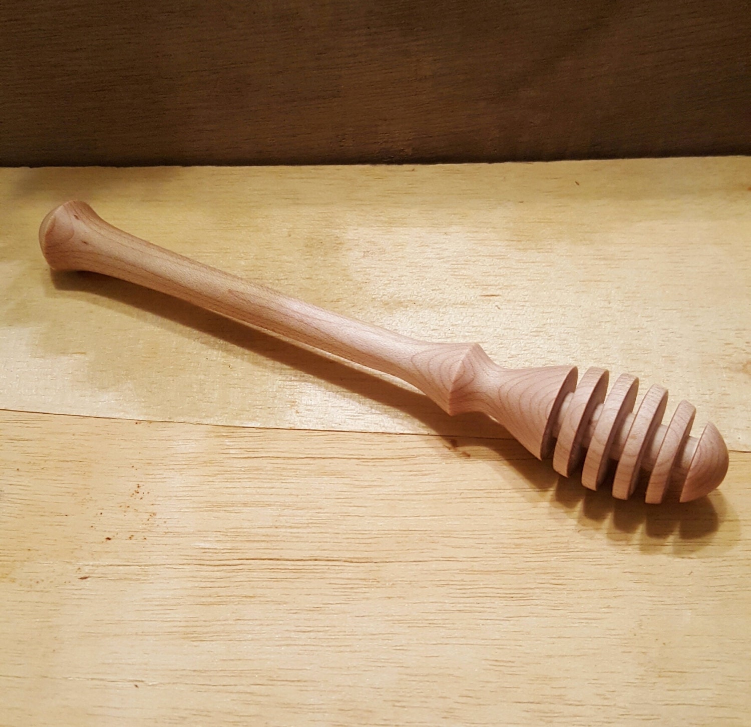 Handmade Wood Turned Maple Honey Dipper