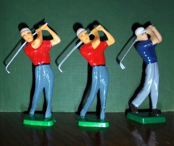 3 Golfer Cake Toppers Guy/Men Golfers Wilton Cupcake