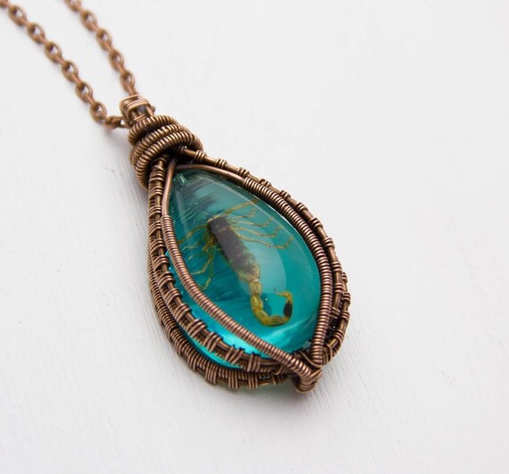 Copper Wire Pendant Wrapped Copper Pendant by JewelryFloren