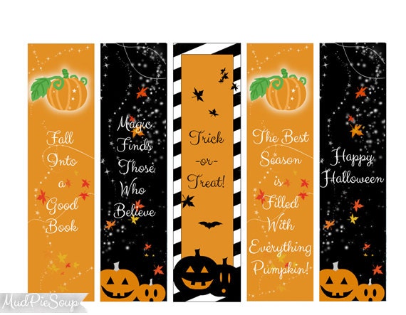 Items similar to Printable Bookmarks - Halloween Party Favors - Fall ...