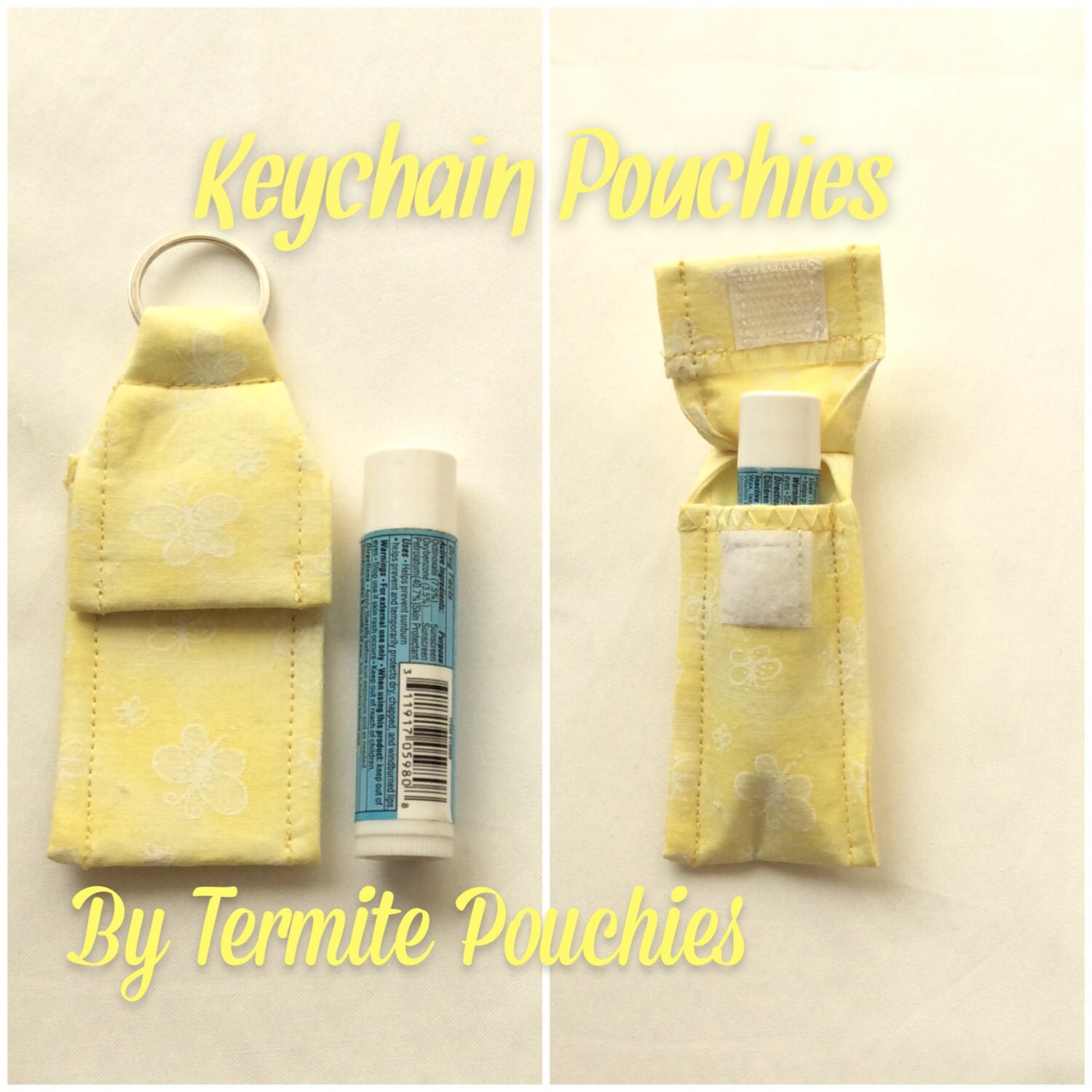 Butterfly Print Keychain Pouch/Holder for Chapstick or USB