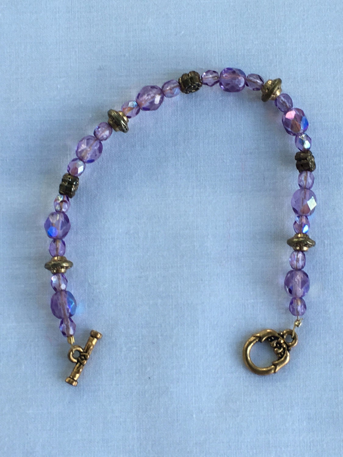 Handmade Swarovski crystal bead bracelet purple swarovski