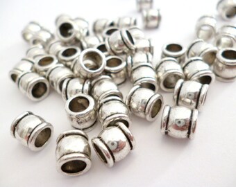Large Hole Metal Beads_MPA0025184364_Silver Tone Lage Hole Beads of 7x7 mm_hole 4 mm_pack 40 pcs