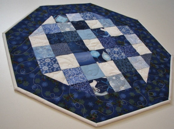 Quilted Table Topper Octagon Patchwork Table Mat Scrappy