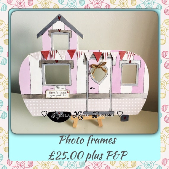 Quirky Campers' wooden caravan photo frame by