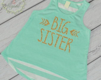 Big Sister Shirt Sibling Big Sister Tank Top Little Sister Shirts Big Sister Shirt Pregnancy Baby Announcement Shirt 015