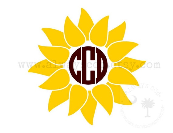 Download Items similar to Monogrammed Sunflower Decal on Etsy