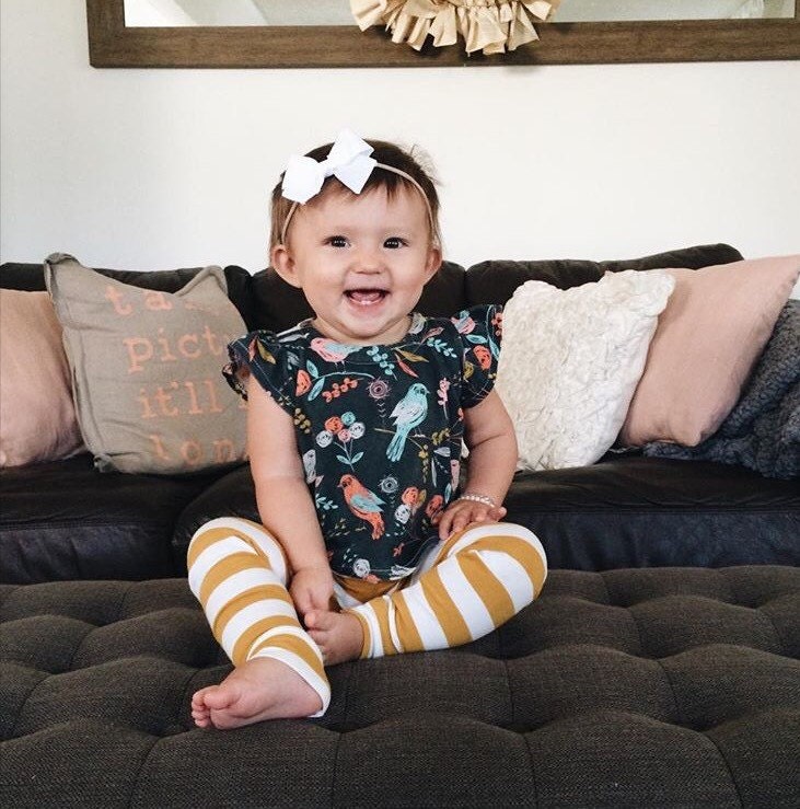 Baby Leggings NEW Mustard and Cream Stripes by TheLittleSpoons