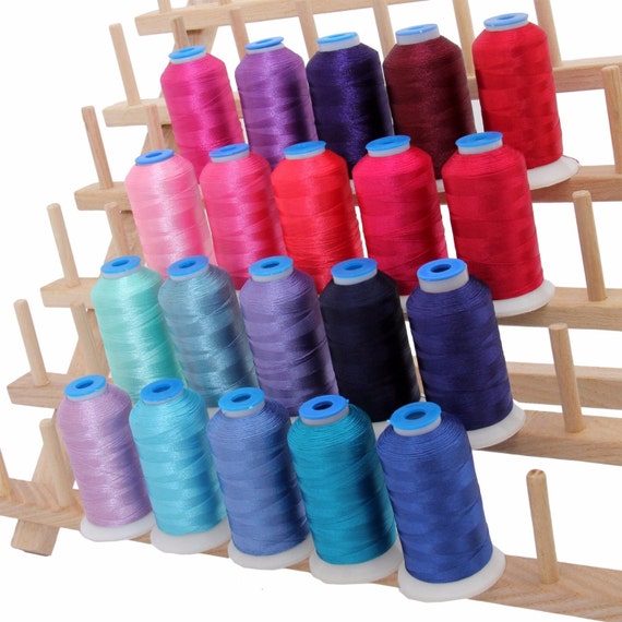 Rayon Machine Embroidery Thread Set 20 Pink & Blue Colors