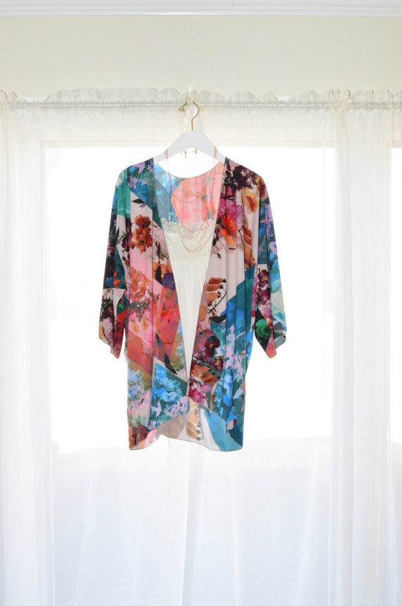 Floral Kimono Cardigan / Modern Kimono Jacket / Colorful