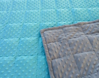 Aqua/Grey minky weighted blanket 35X40 & 40X60