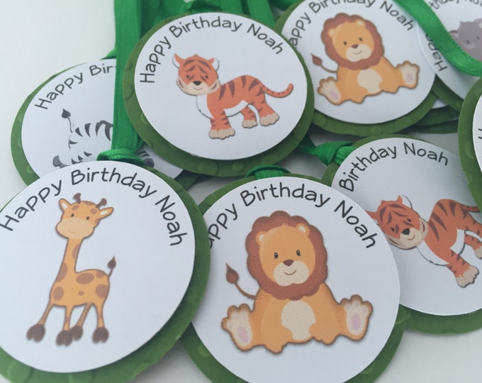 12 Safari Birthday Party Tags. Jungle Theme Party Favor Tags. First Birthday Party Tags