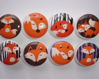 Woodland Fox Dresser Drawer Knobs Set of 8
