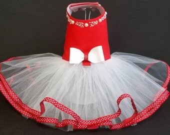 Pearls n' Polkadots! Dog Dress, Dog TuTu, Dog Harness, Harness Dress, Pet Clothes, Couture Dog Dress, Cat Clothes, Cat Dress, Pet Apparel.