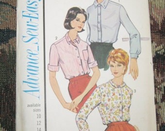 Advance Sew-Easy Pattern #3393, 1960's Blouse Pattern, Three Styles, Size 14, Vintage Sewing, Vintage Clothing