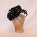 Stunning handmade emerald green silk hat, decorated with green silk roses and cockerel feathers