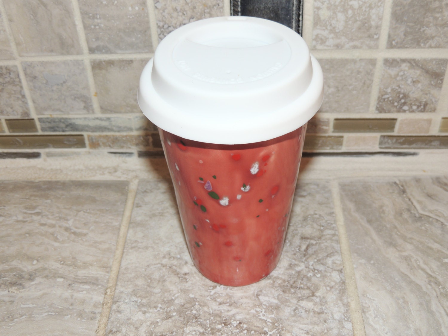 Handmade Ceramic Travel Mug Unique Rose colored by GabiLuBoutique