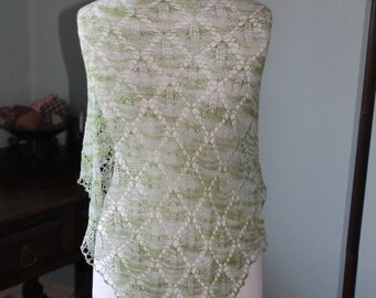 Frosted Leaves Shawl Knitting Kit in Hand Painted Extra Fine Merino, Silk and Sparkle Yarn