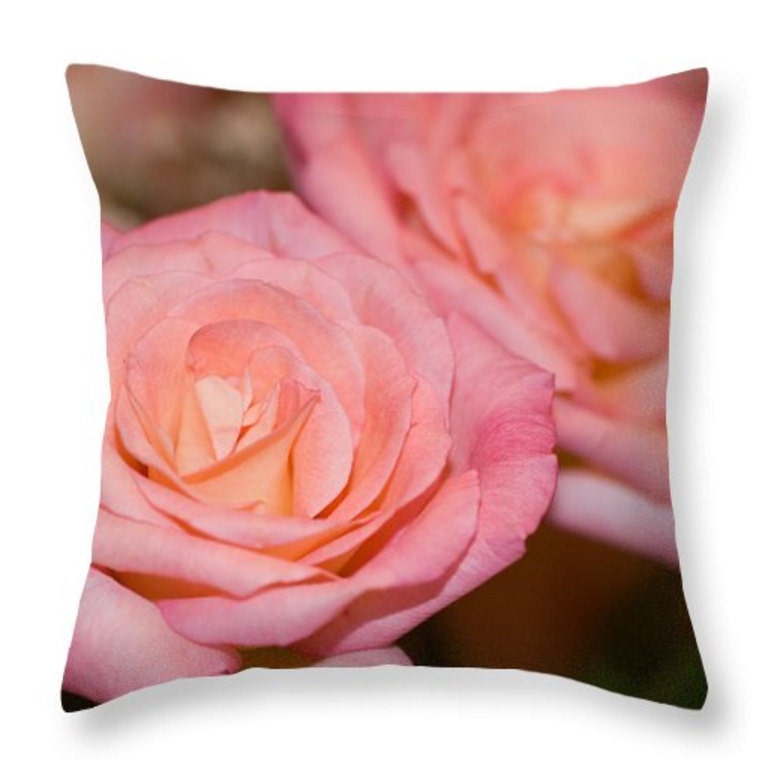 Pink Roses Pillow. Roses Seat Cushion Pink Outdoor Cushion