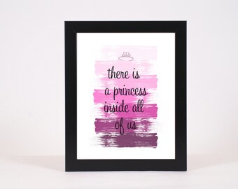 INSTANT DOWNLOAD Printable and Editable Disney Princess Art Print "Princess" - Comes with PSD file and fonts