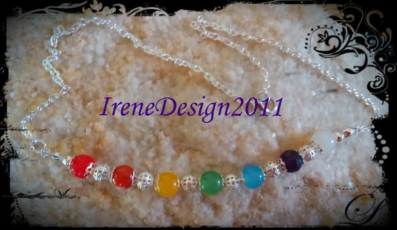 Handmade Silver Chakra Necklace with 7 Gemstones by IreneDesign2011