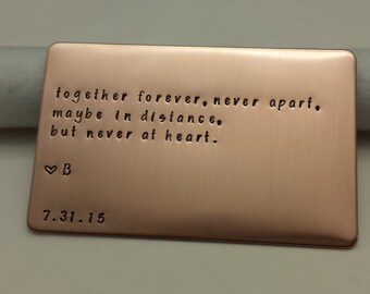 Wallet Insert card, Long distance relationship gift, Valentine's Gift, Military gift