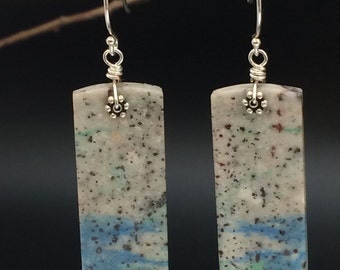 Azurite Earrings, Gemstone Slice Earrings, Gemstone Slab Earrings, Azurite Slice Earrings, Azurite Stone Earrings, Earrings under 50,