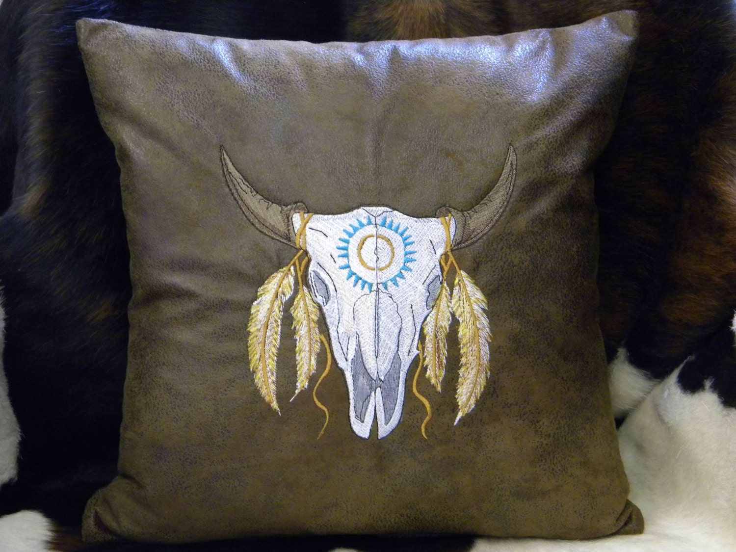 cow skull pillow