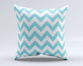 Subtle Blue & White Chevron Pattern ink-Fuzed Decorative Throw Pillow