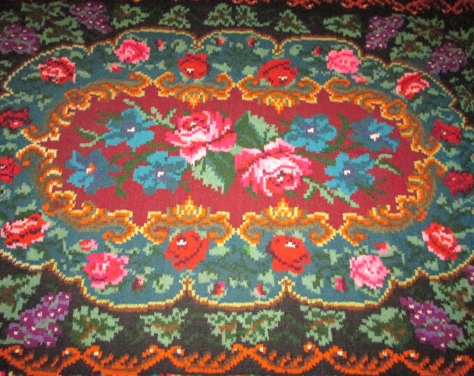 Antique flat woven Romanian Bessarabian carpet, kilim, antique wool carpet from Moldova