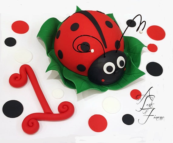 Fondant Ladybug Cake Decorating Kit With Polka Dots Number