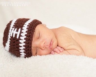 Newborn Football Hat, Newborn Photo Prop, Handmade Crochet Football Hat, Preemie Football Hat, Toddler Crochet Football Hat, Football photo