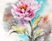 Original Watercolor Painting, Pink Peony Painting, Watercolour Art Original Watercolor Painting, Pink Peony Painting, Watercolour Art