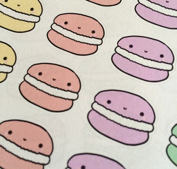 50 Kawaii Macaroon Stickers Matte Macarons Fake by etsyanniscrafts