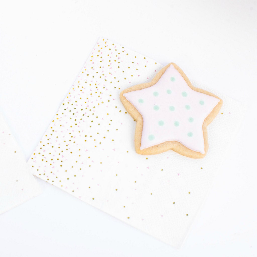 Paper Napkins Blush Gold Metallic napkins pink confetti napkins pink