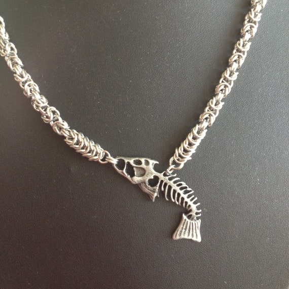 Fish Bone Necklace Fish Skeleton Necklace Steampunk