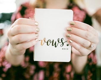 Personalized Wedding Vow Books | set of 2 | gold foil heart