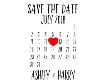 Custom SAVE the DATE CALENDAR stamp - personalized stamp, wedding stamp, invitations stamp, tags stamp, card stamp, 2"x3" (cstd77)