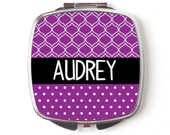 Personalized Compact Mirror - Purple Personalized Purse Mirror - Personalized Bridesmaids Gifts