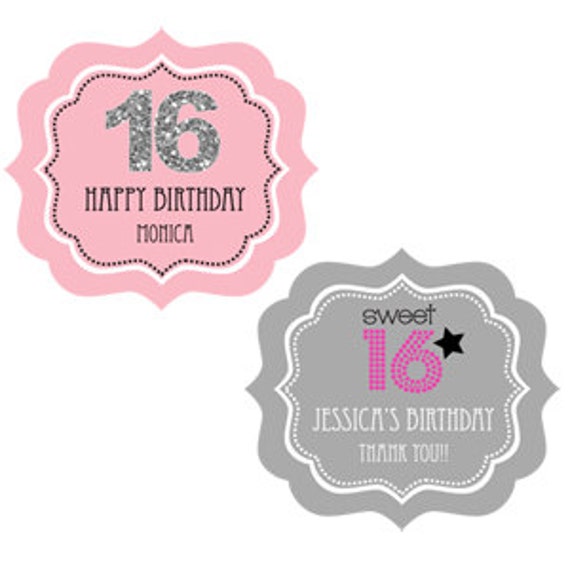 Sweet 16 Favor Labels 24ct Quinceanera Sticker Sweet 16