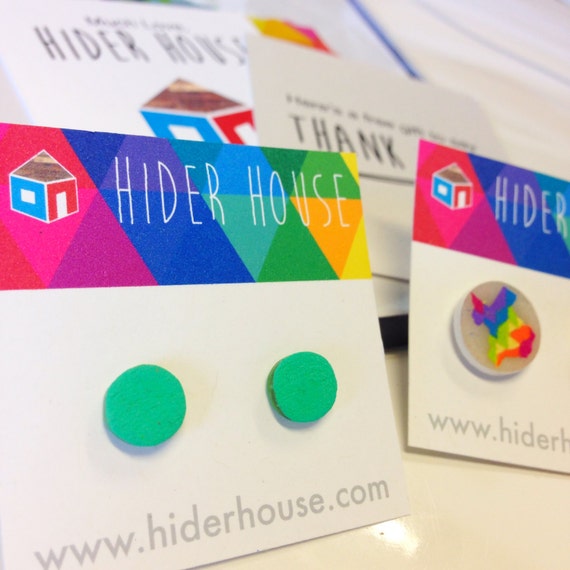 Handmade Colorful Aqua Post Stud Earrings
