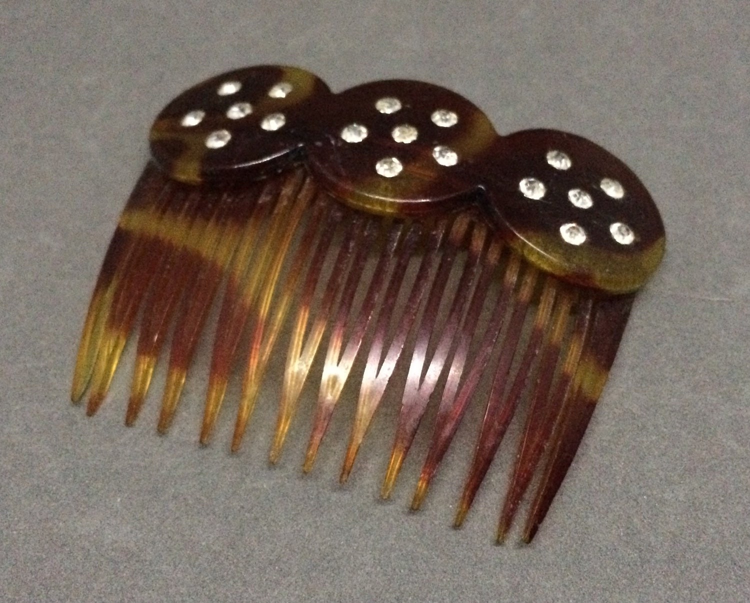Vintage Goody Hair Comb Style Tortoise Shell Rhinestones