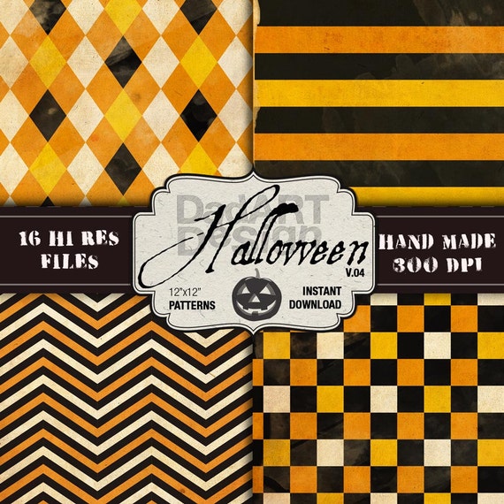 Vintage Halloween Patterns Digital Paper - V04