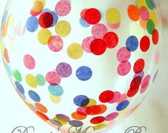 Clear Rainbow Confetti-Filled Balloon / Biodegradable Latex Balloon / Confetti Balloons / Rainbow Party Decor / Sprinkle Balloon
