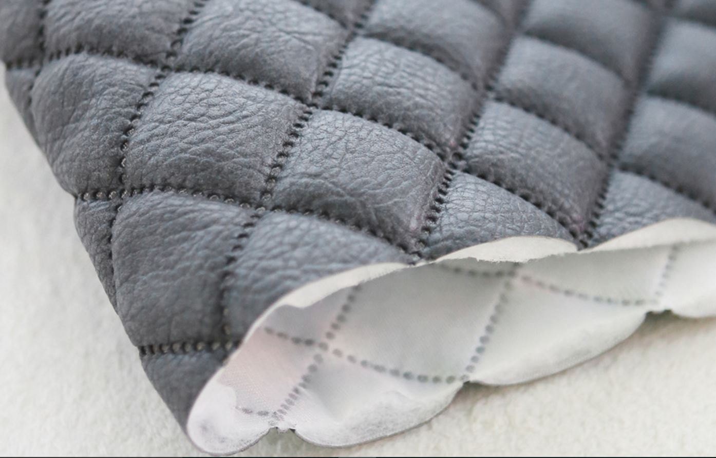 Quilted Faux Leather Fabric Charcoal